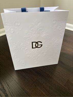 D&G Large Embossed Gift Bag with Gold Logo and Blue Handles